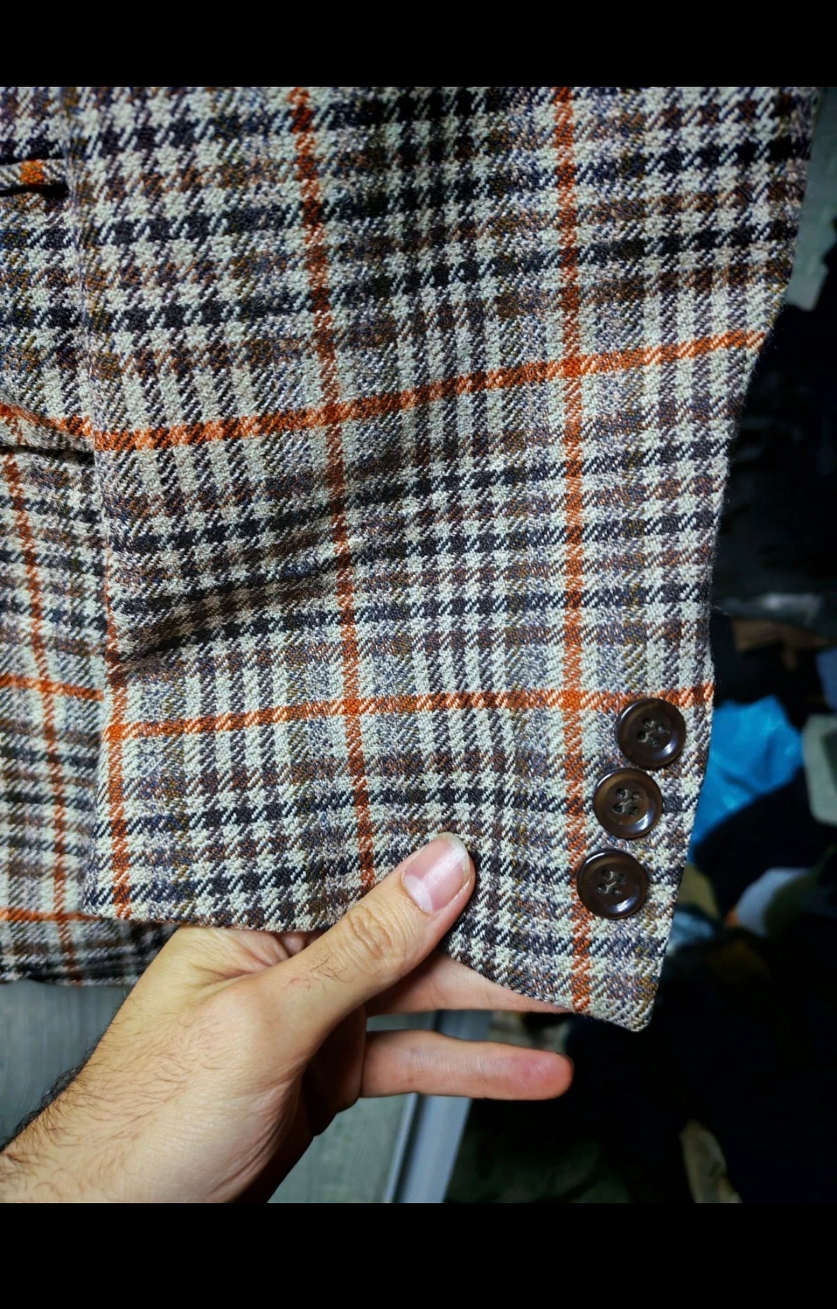 1970s vintage all worsted classic glen check rockabilly disco brown blazer 42R