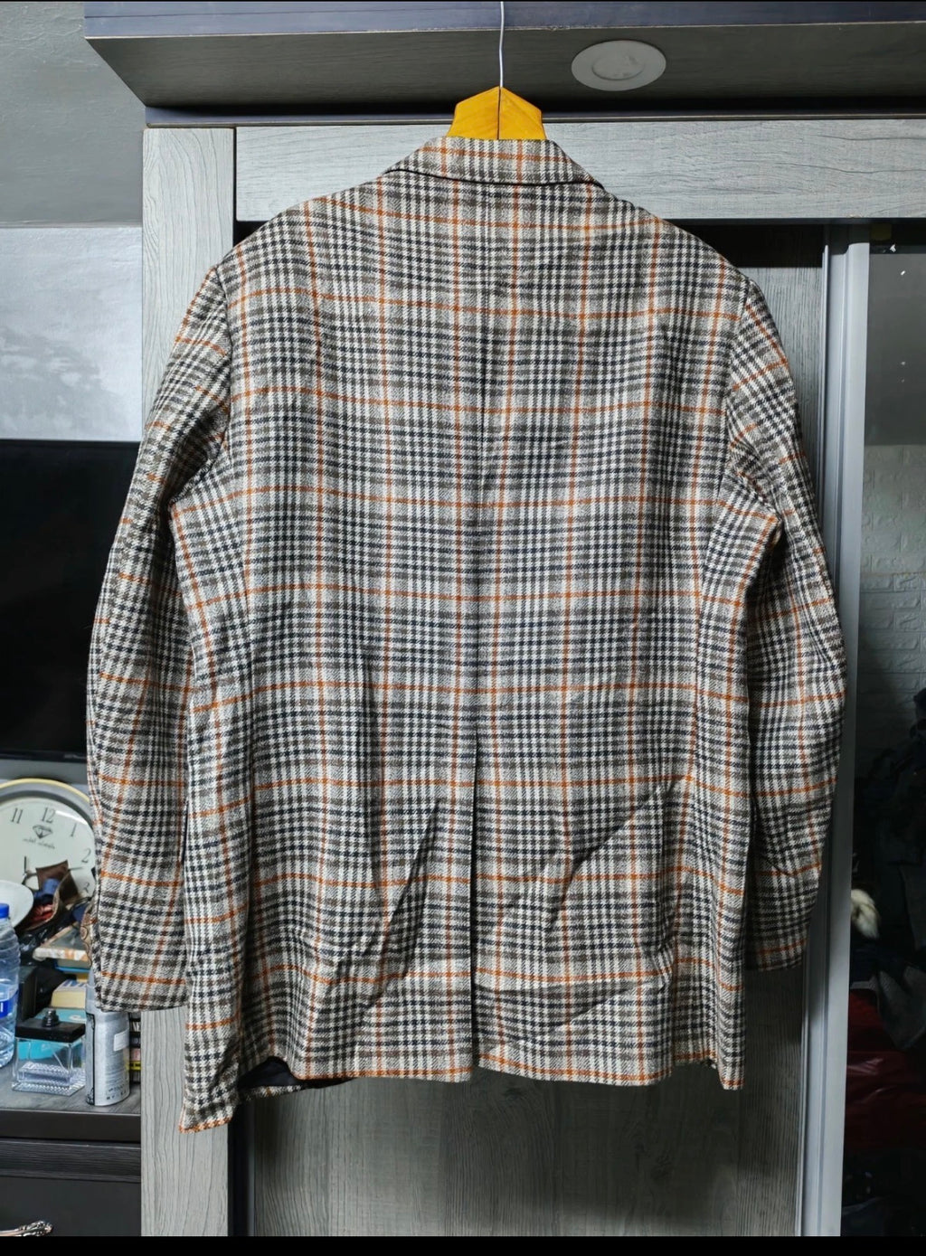 1970s vintage all worsted classic glen check rockabilly disco brown blazer 42R