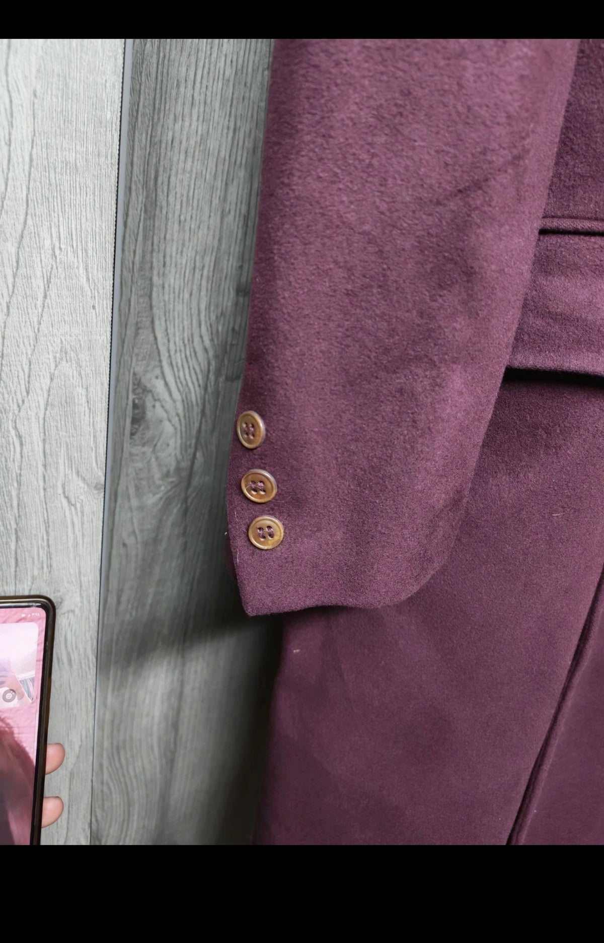 Vintage classic wool & Cashmere blend db gangster burgundy Suit over coat 42R
