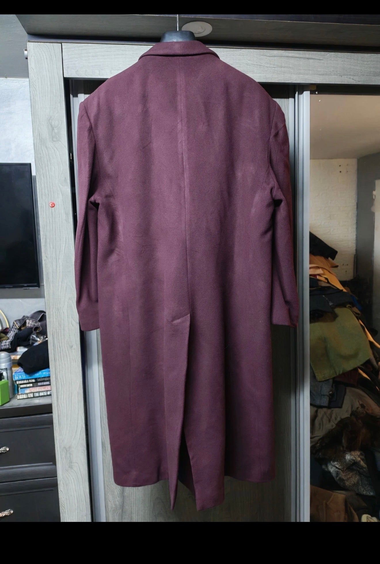 Vintage classic wool & Cashmere blend db gangster burgundy Suit over coat 42R
