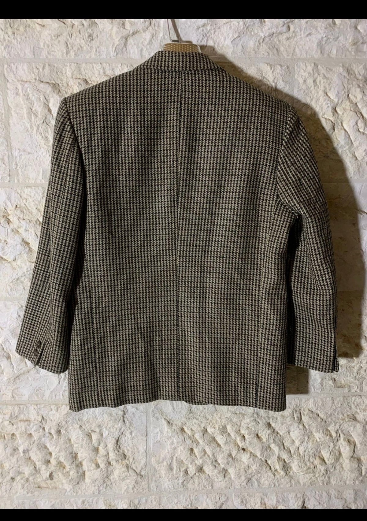 Vintage houndstooth pure wool classic bespoke jacket blazer 40S 40R