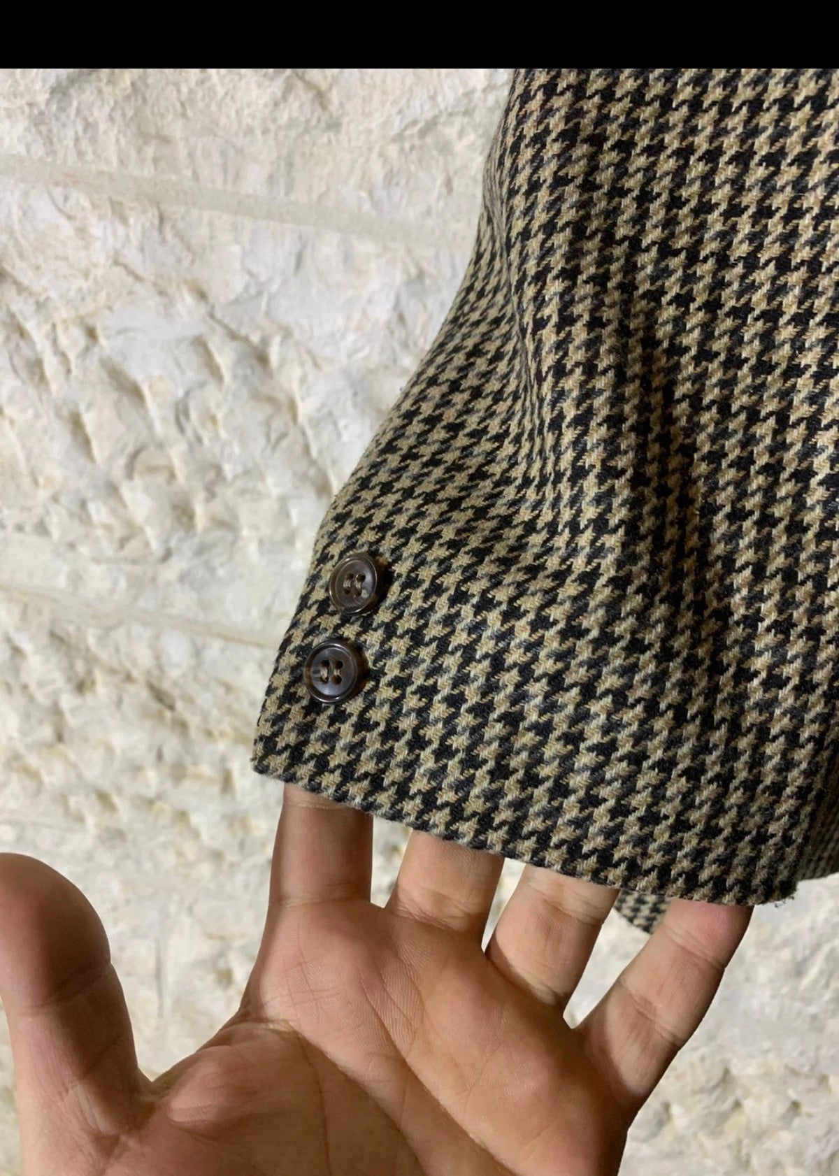 Vintage houndstooth pure wool classic bespoke jacket blazer 40S 40R