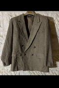Vintage pure wool handwoven tweed houndstooth db brown jacket blazer 40R