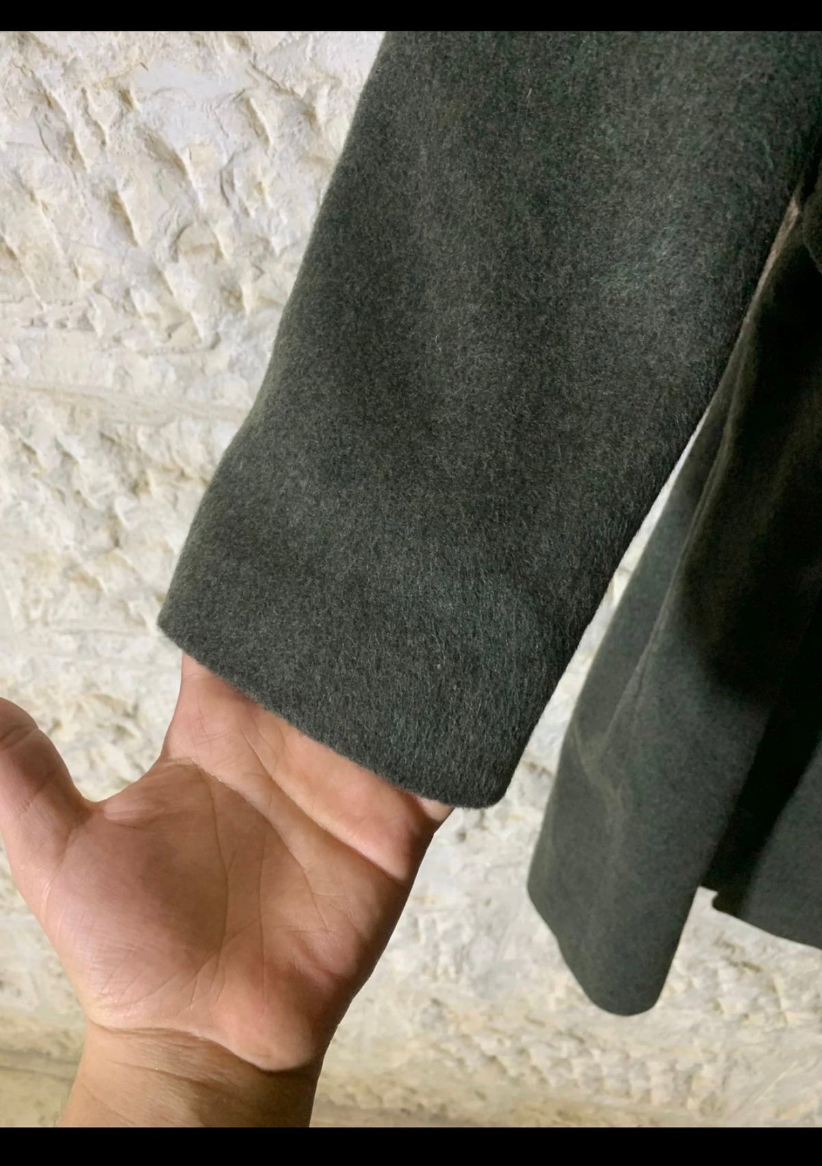 Classic vintage style wool blend olive green belted over coat 50R 2XL