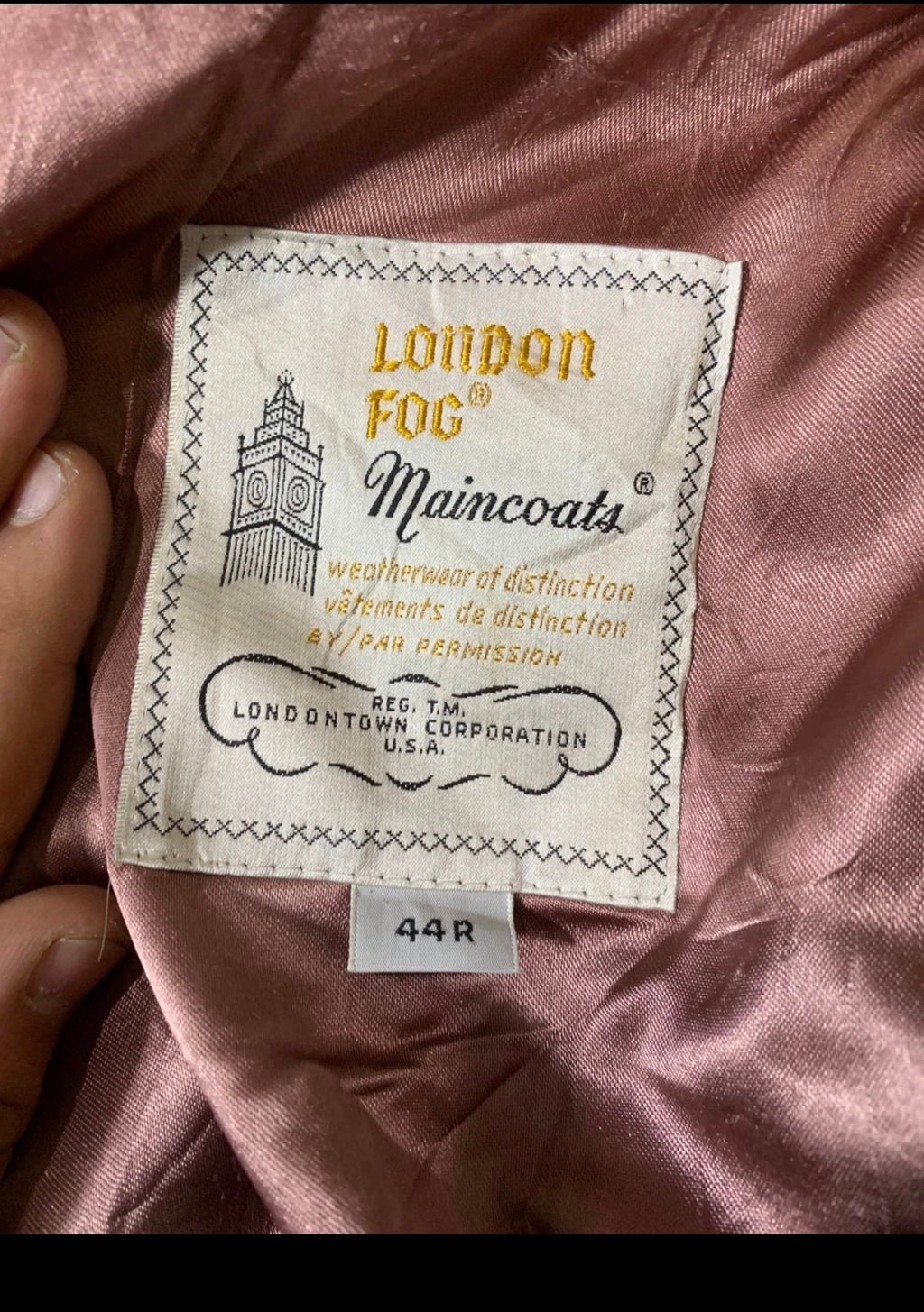 Vintage London Fog woollen wool charcoal double breasted over coat 48R 48L XL