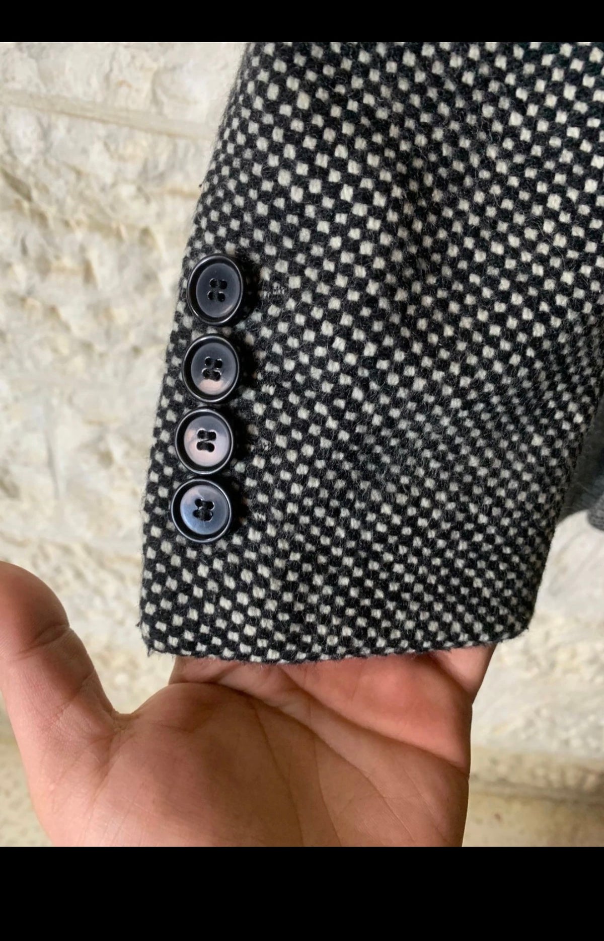 Classic vintage style wool blended gray peak lapel over coat 40L 40R