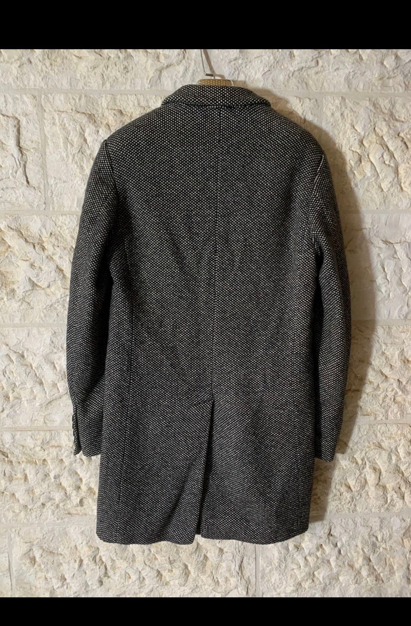 Classic vintage style wool blended gray peak lapel over coat 40L 40R