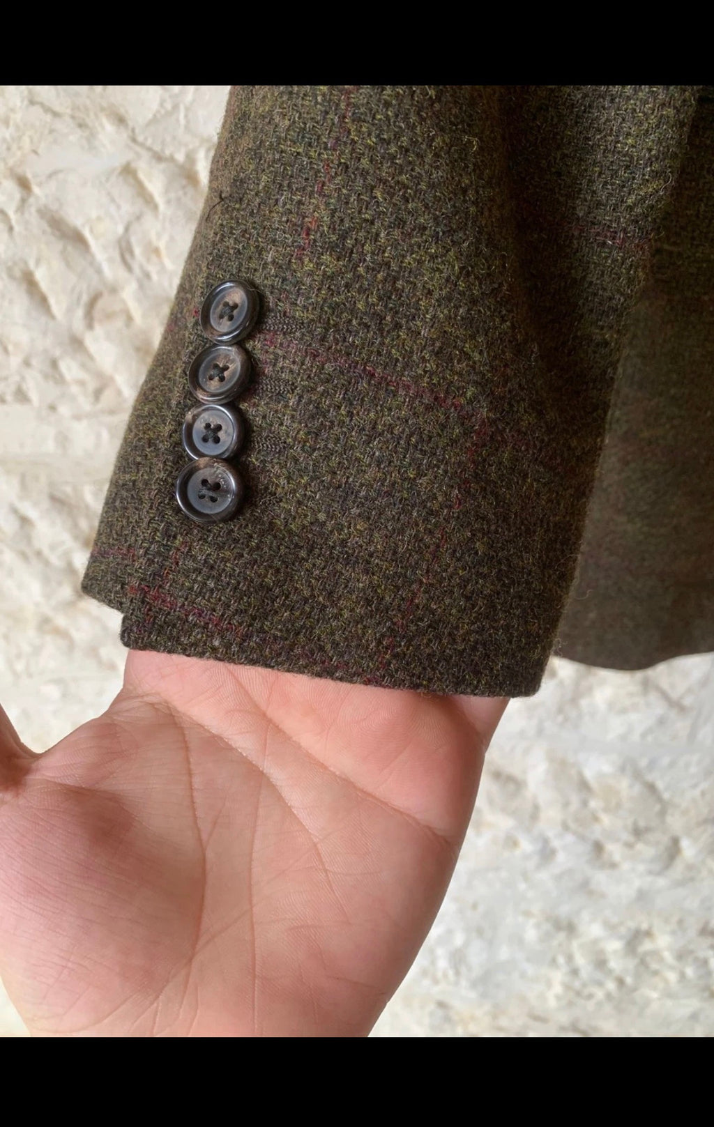 Vintage Nervesa pure wool handwoven tweed Windowpane hunting jacket blazer 40R