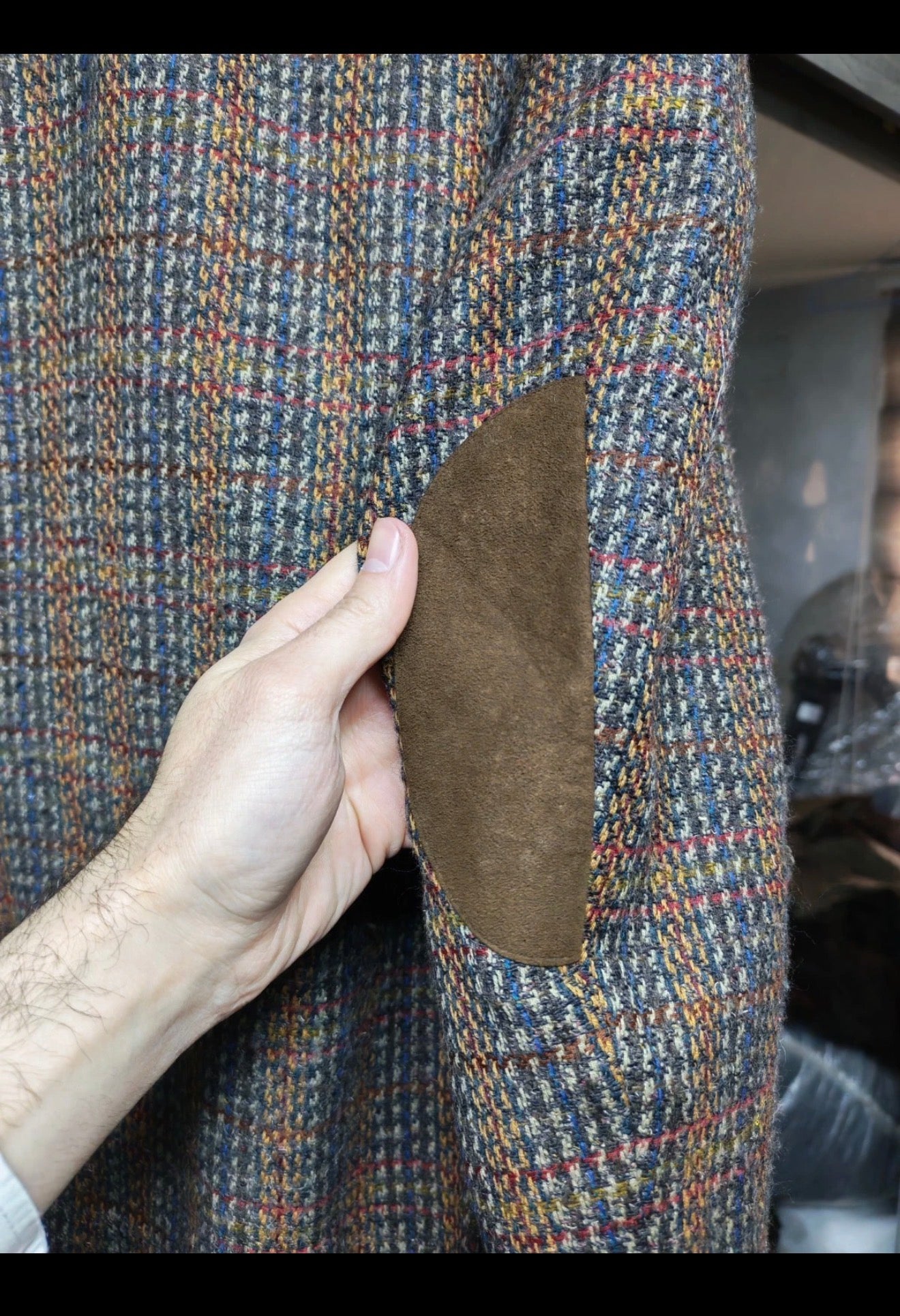 Vintage wool silk blend camouflage plaid classic unique jacket blazer 42R