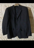 vintage Alba Moda pure wool classic black chalk stripes jacket blazer 42R