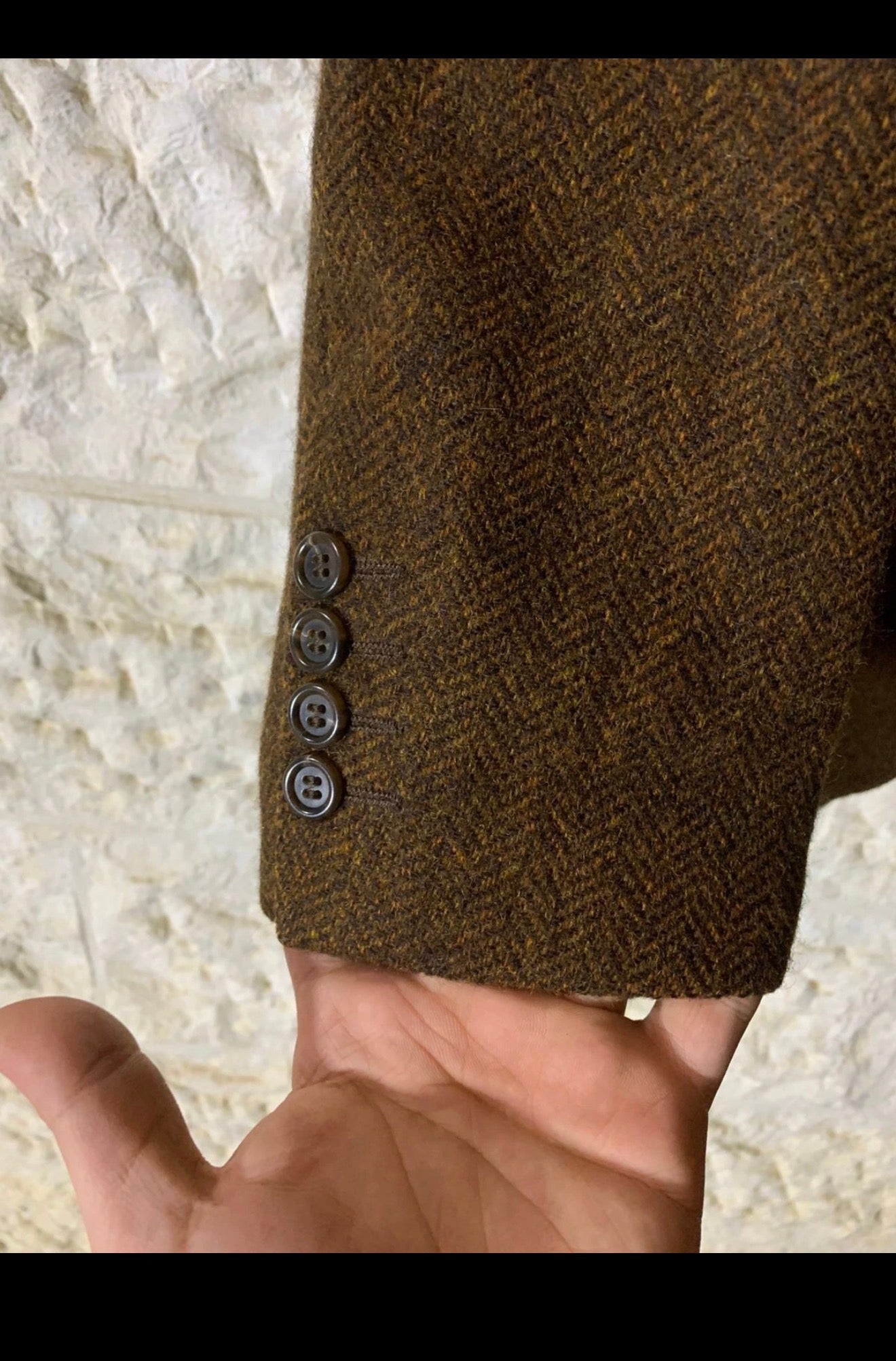 McGregor pure wool handwoven Tweed herringbone brown hunting jacket blazer 44R