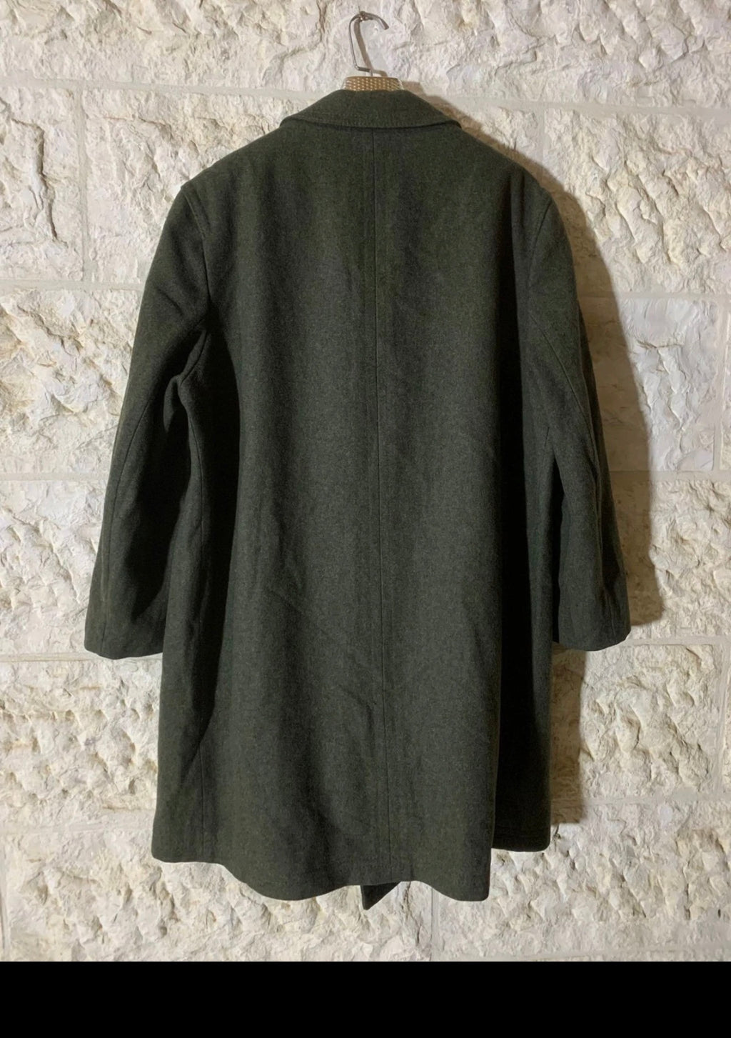 Vintage Loden pure woollen wool tweed olive green over coat 50R 2XL