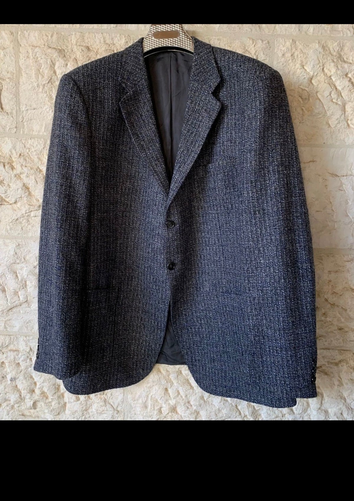 Vintage pure wool tweed camouflage stripes classic jacket blazer 44L 44R