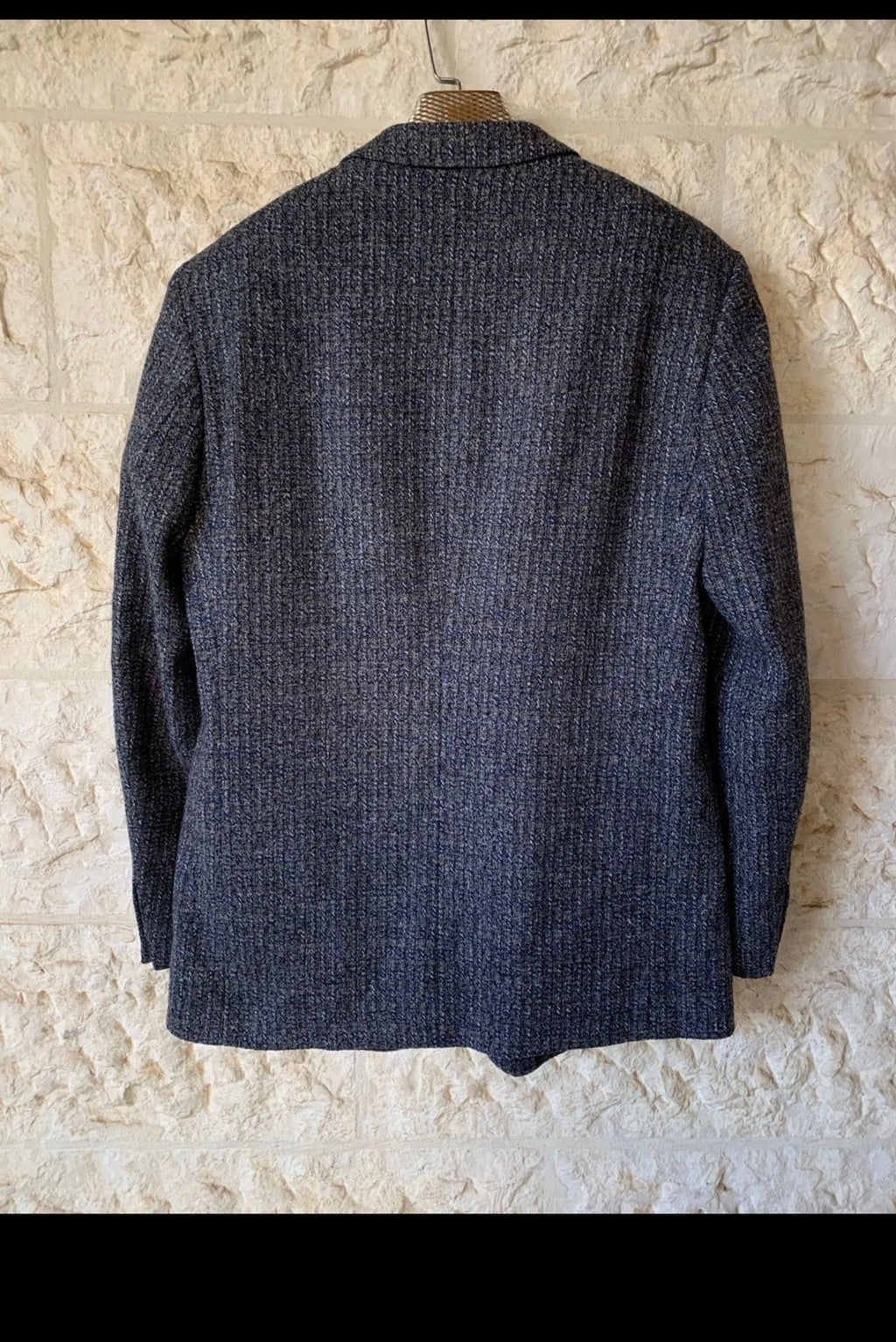 Vintage pure wool tweed camouflage stripes classic jacket blazer 44L 44R