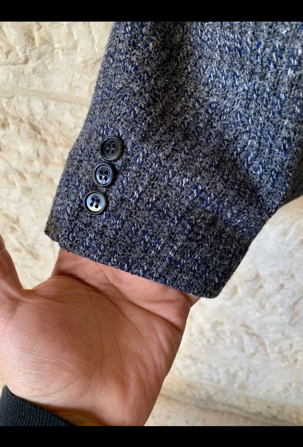 Vintage pure wool tweed camouflage stripes classic jacket blazer 44L 44R