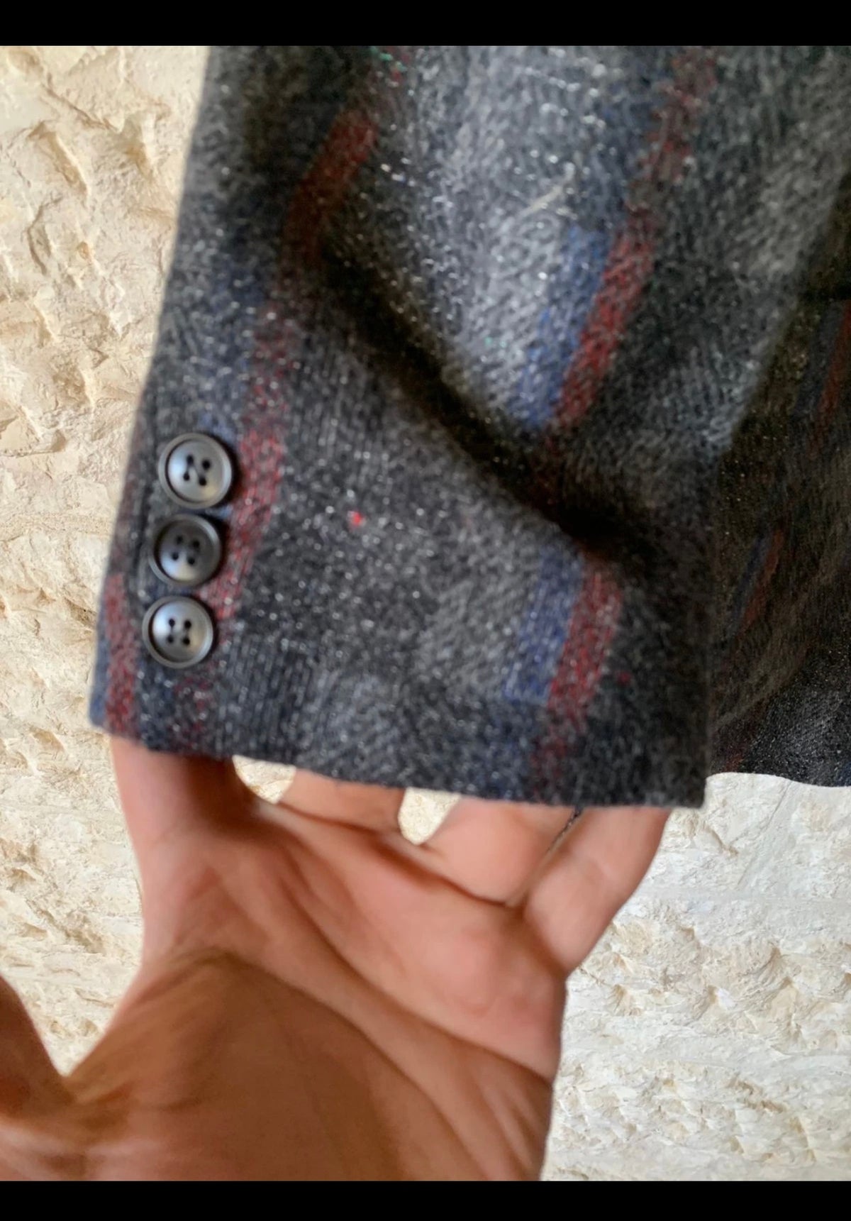 Vintage pure wool tweed camouflage plaid classic charcoal jacket blazer 40R