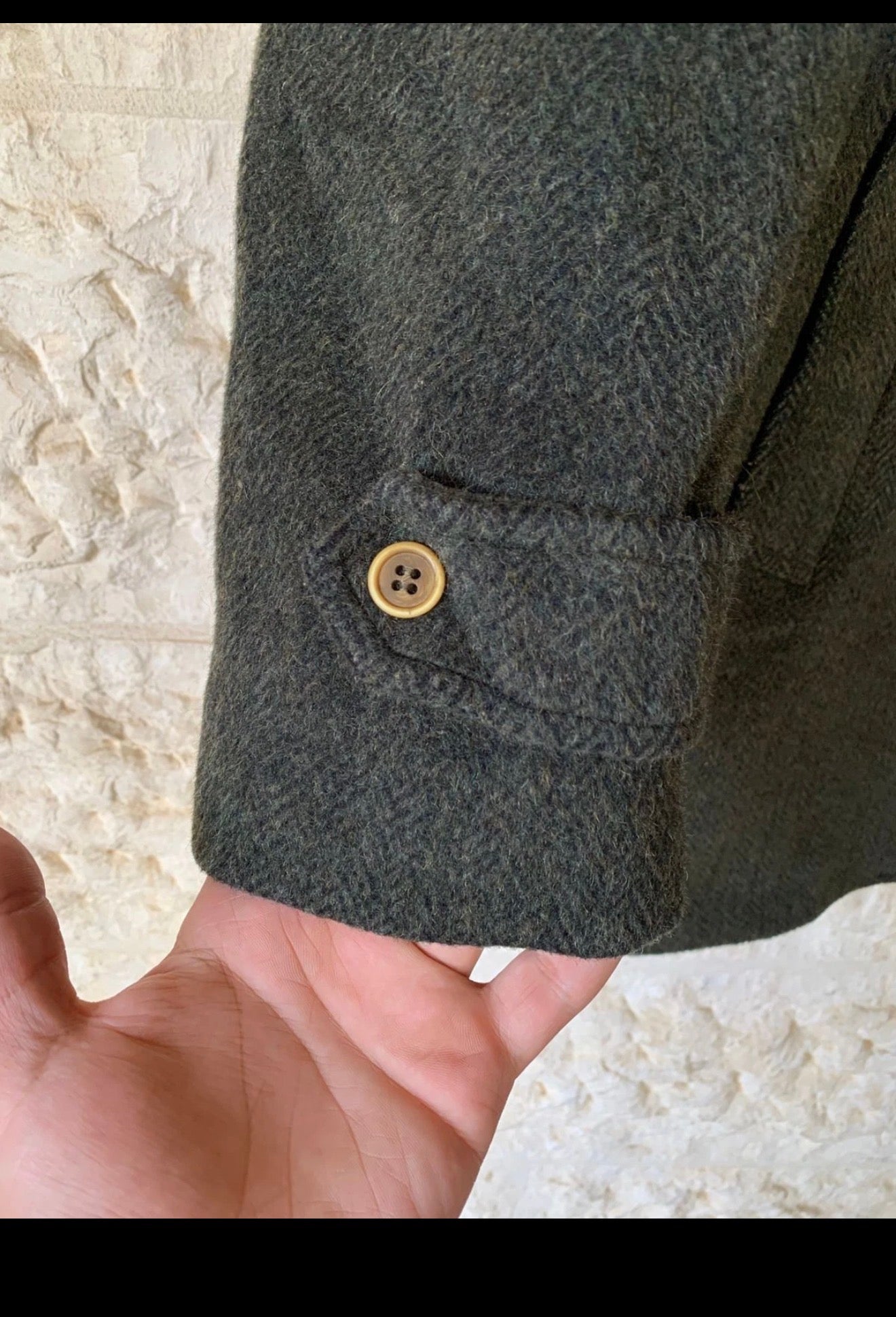 Vintage Wool Mohair blend classic olive green over coat jacket 46R XL