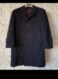 1970s Vintage Wool Mohair blend classic charcoal herringbone over coat 42R 42S