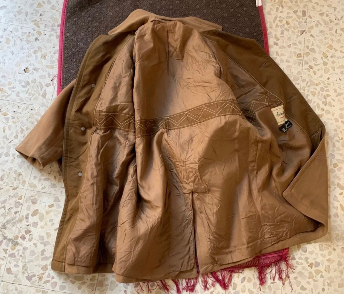 Vintage Wool Cashmere blend classic brown raglan over coat 44R 46R