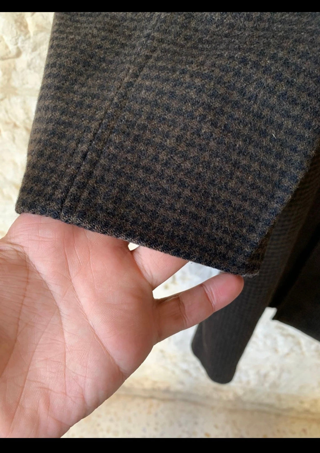 1970s Vintage pure wool houndstooth classic brown raglan over coat 48R XL