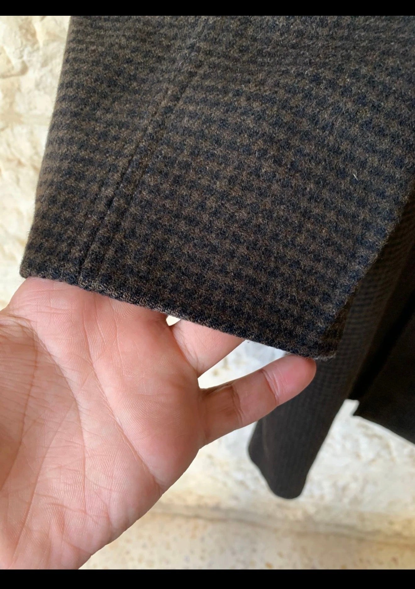 1970s Vintage pure wool houndstooth classic brown raglan over coat 48R XL