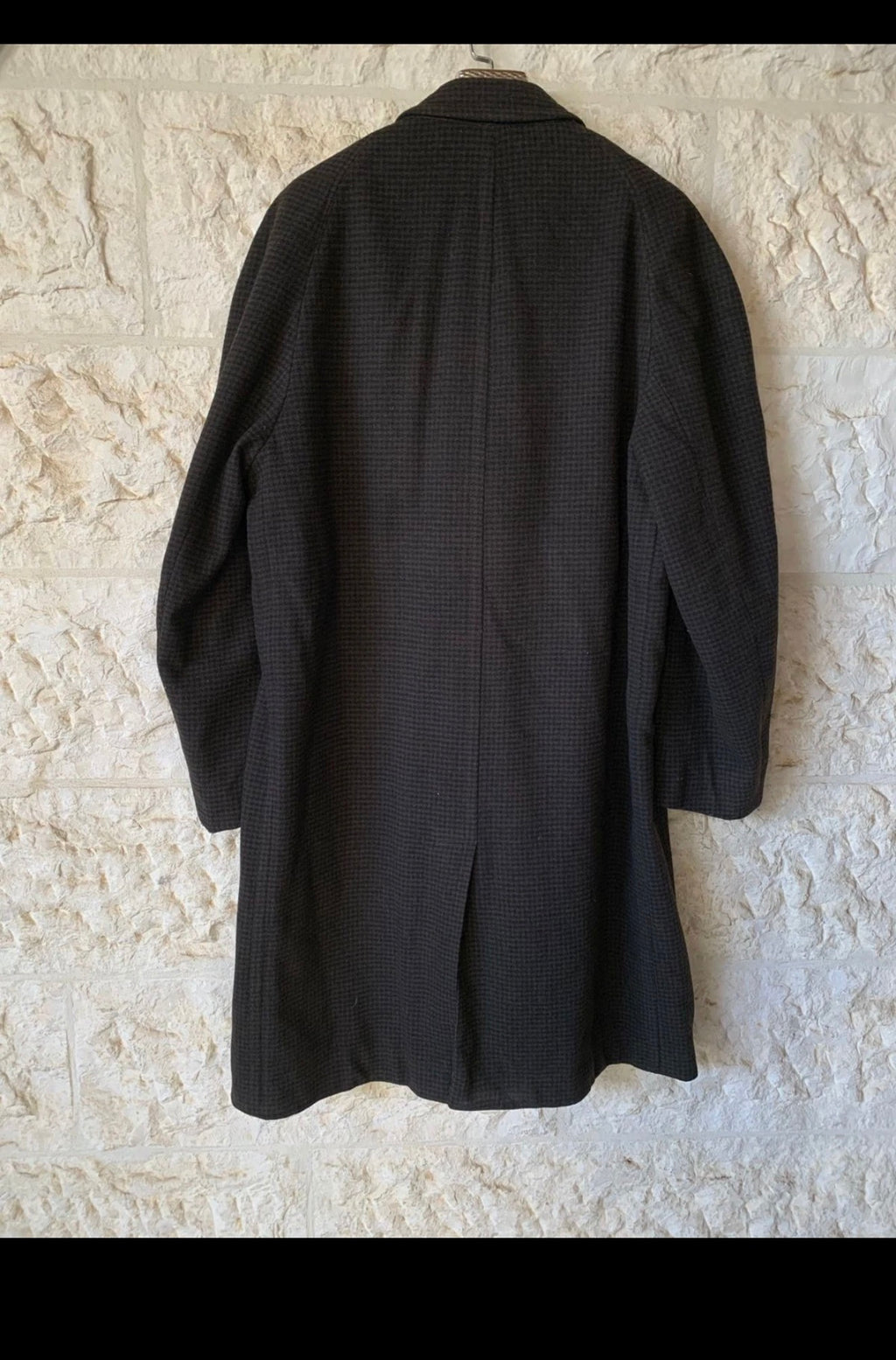 1970s Vintage pure wool houndstooth classic brown raglan over coat 48R XL