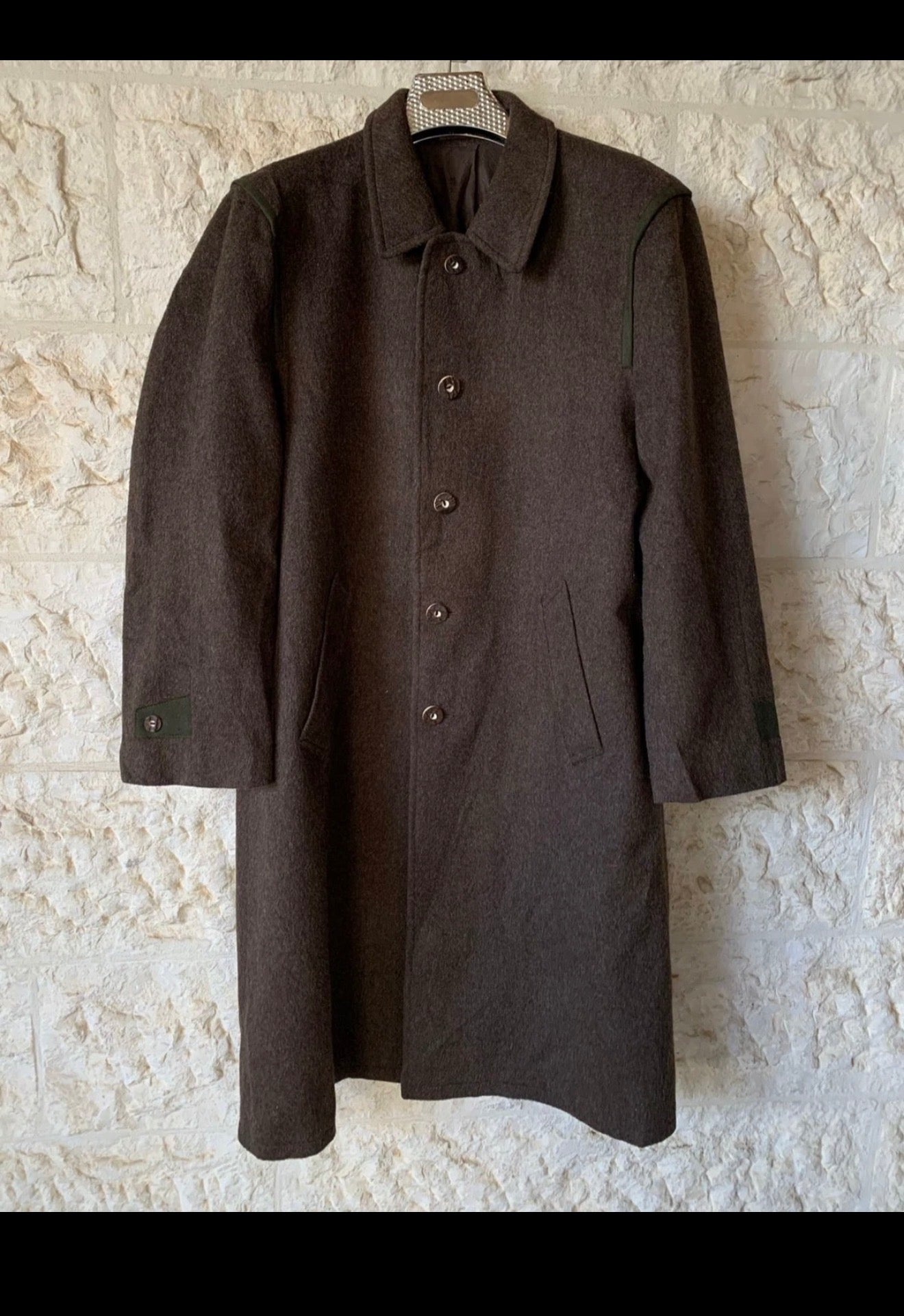 Vintage Distler Tiroler Loden wool blend classic brown over coat 46R 46L XL