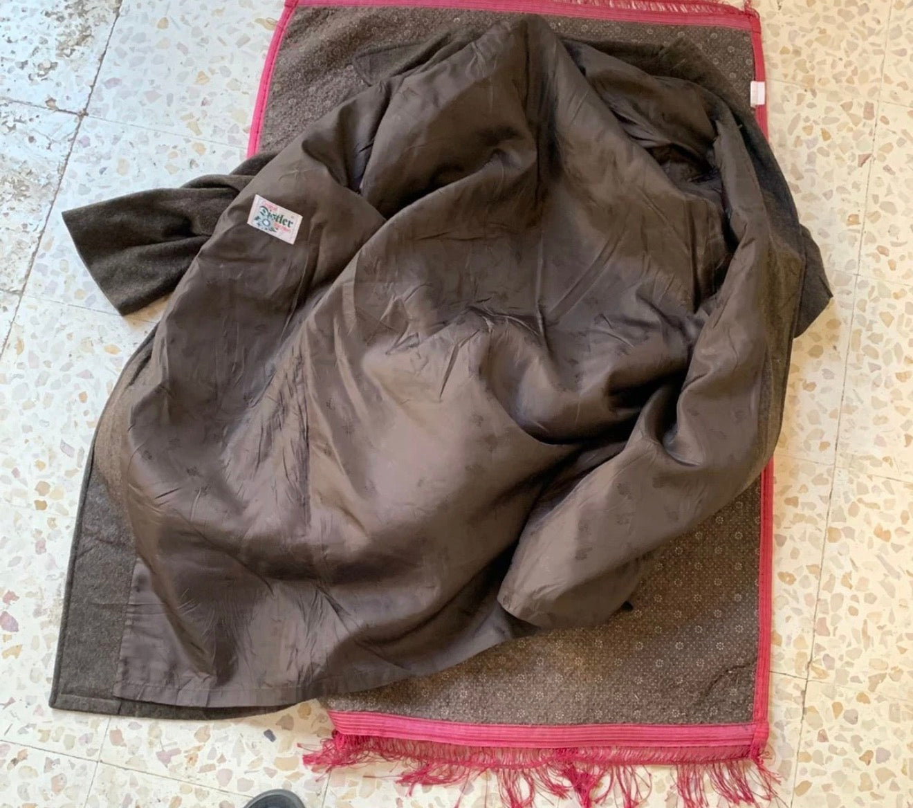 Vintage Distler Tiroler Loden wool blend classic brown over coat 46R 46L XL