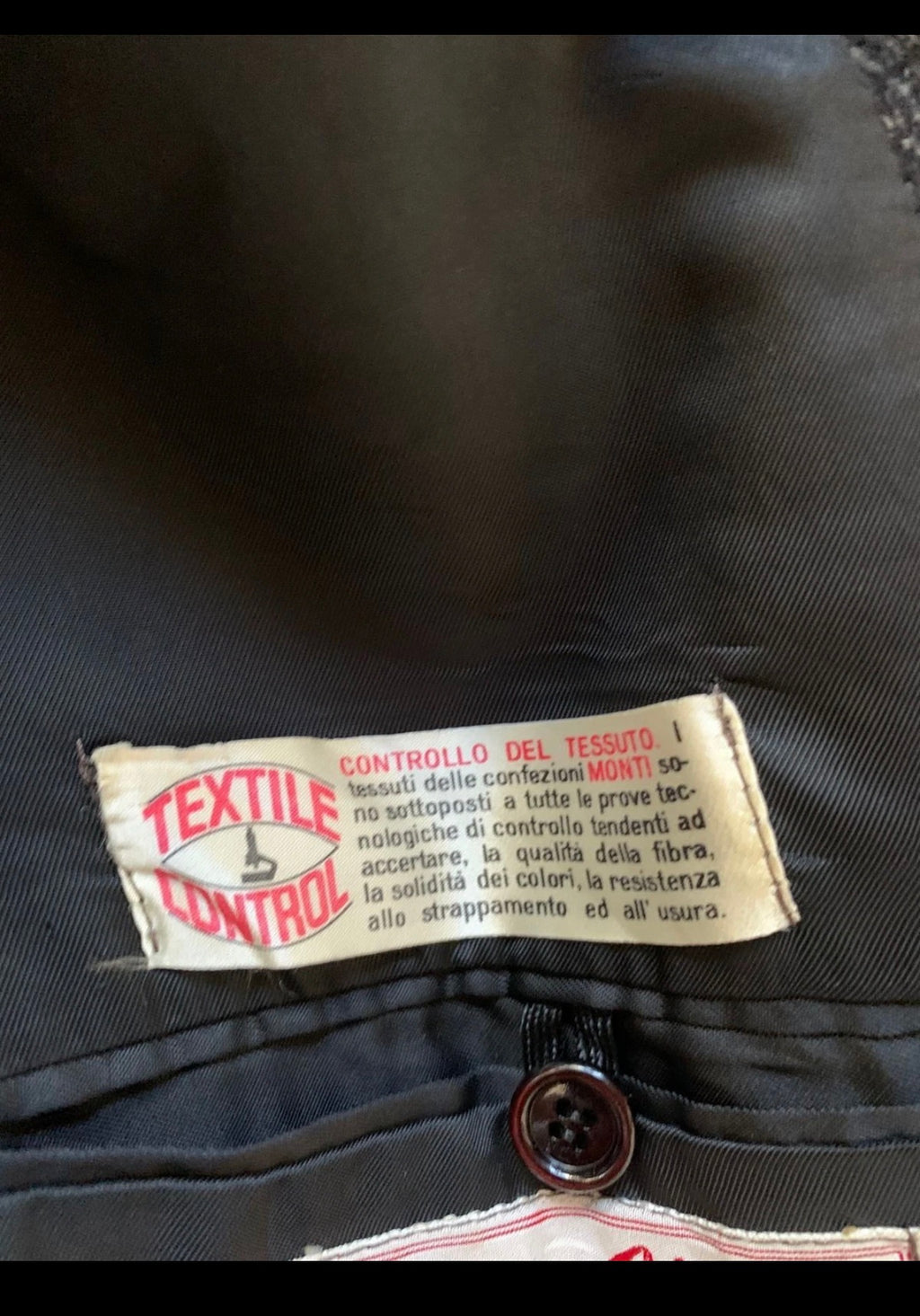 Vintage Monti pure wool handwoven tweed charcoal double breasted over coat 44R