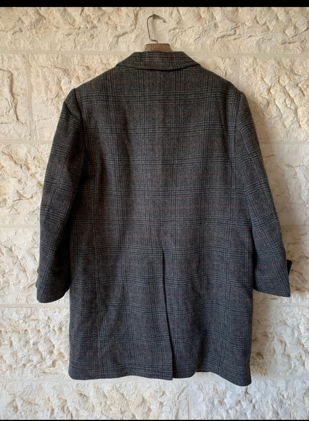Vintage Armand Thiery Loden pure wool charcoal glen check over coat 42R 42S