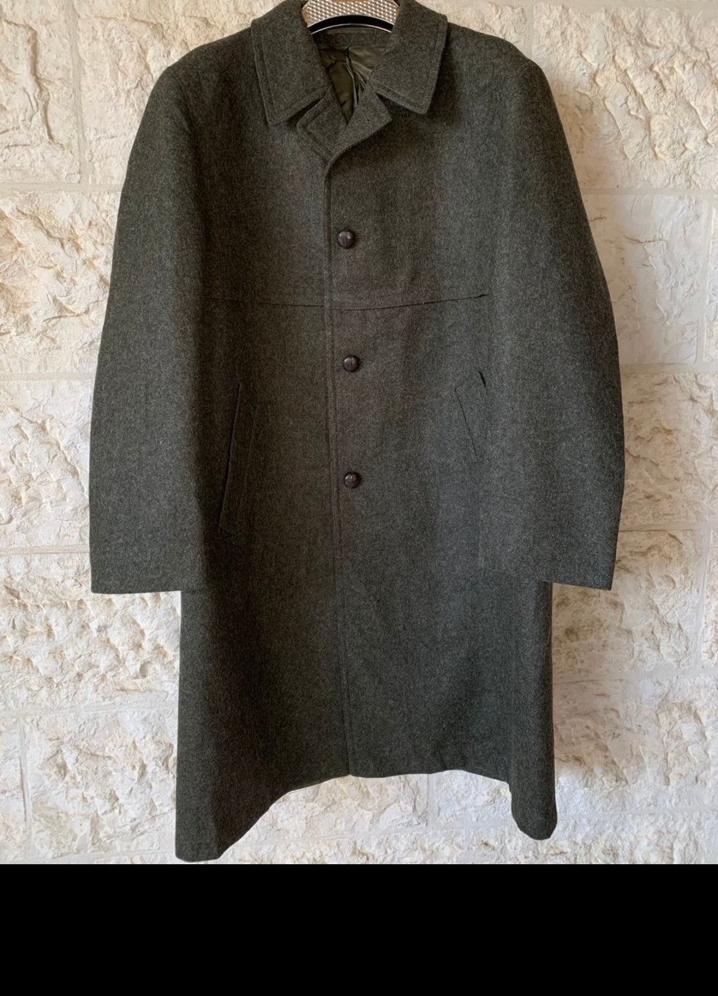 Vintage Baur Tiroler Loden pure wool tweed olive green over coat 46R 46L XL