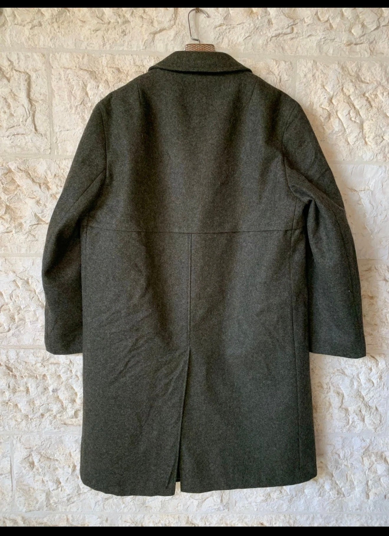 Vintage Baur Tiroler Loden pure wool tweed olive green over coat 46R 46L XL