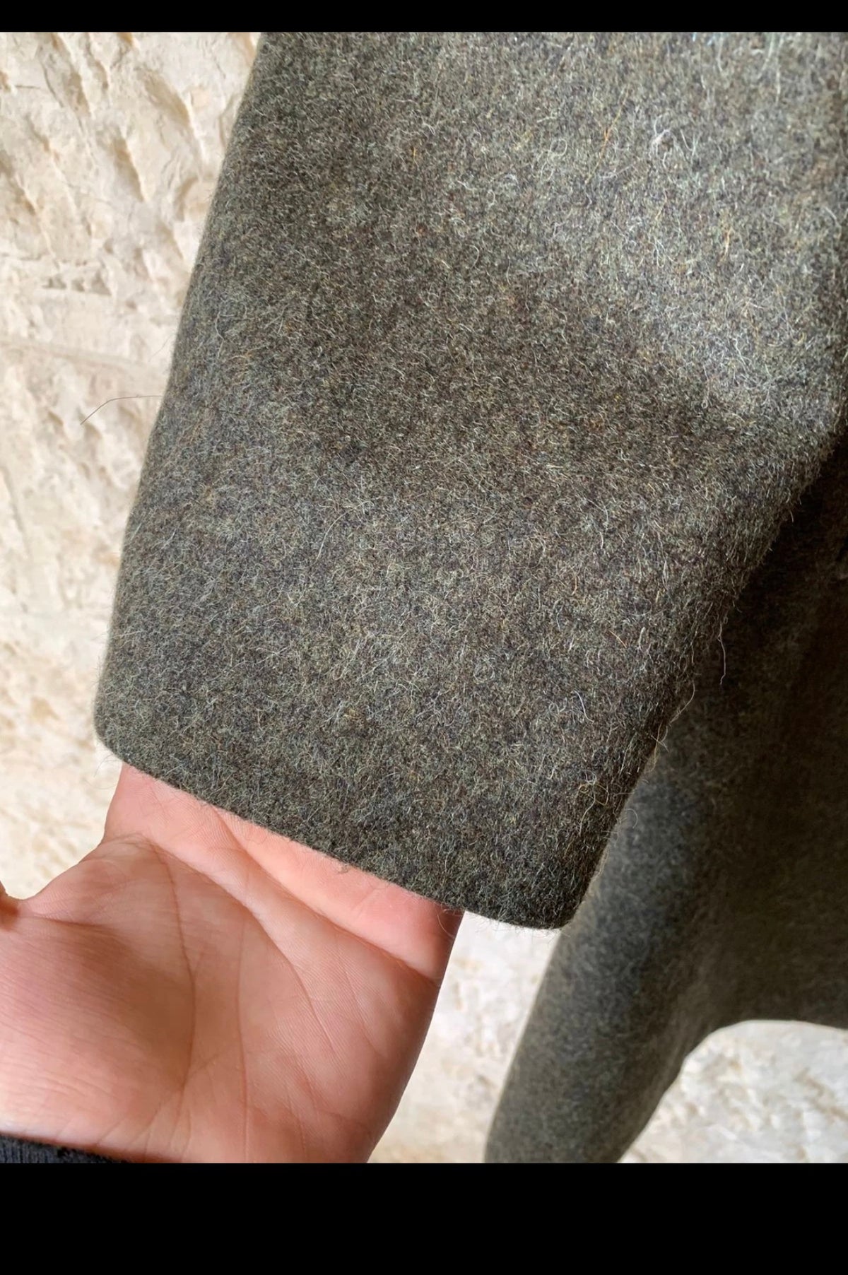 Vintage Baur Tiroler Loden pure wool tweed olive green over coat 46R 46L XL
