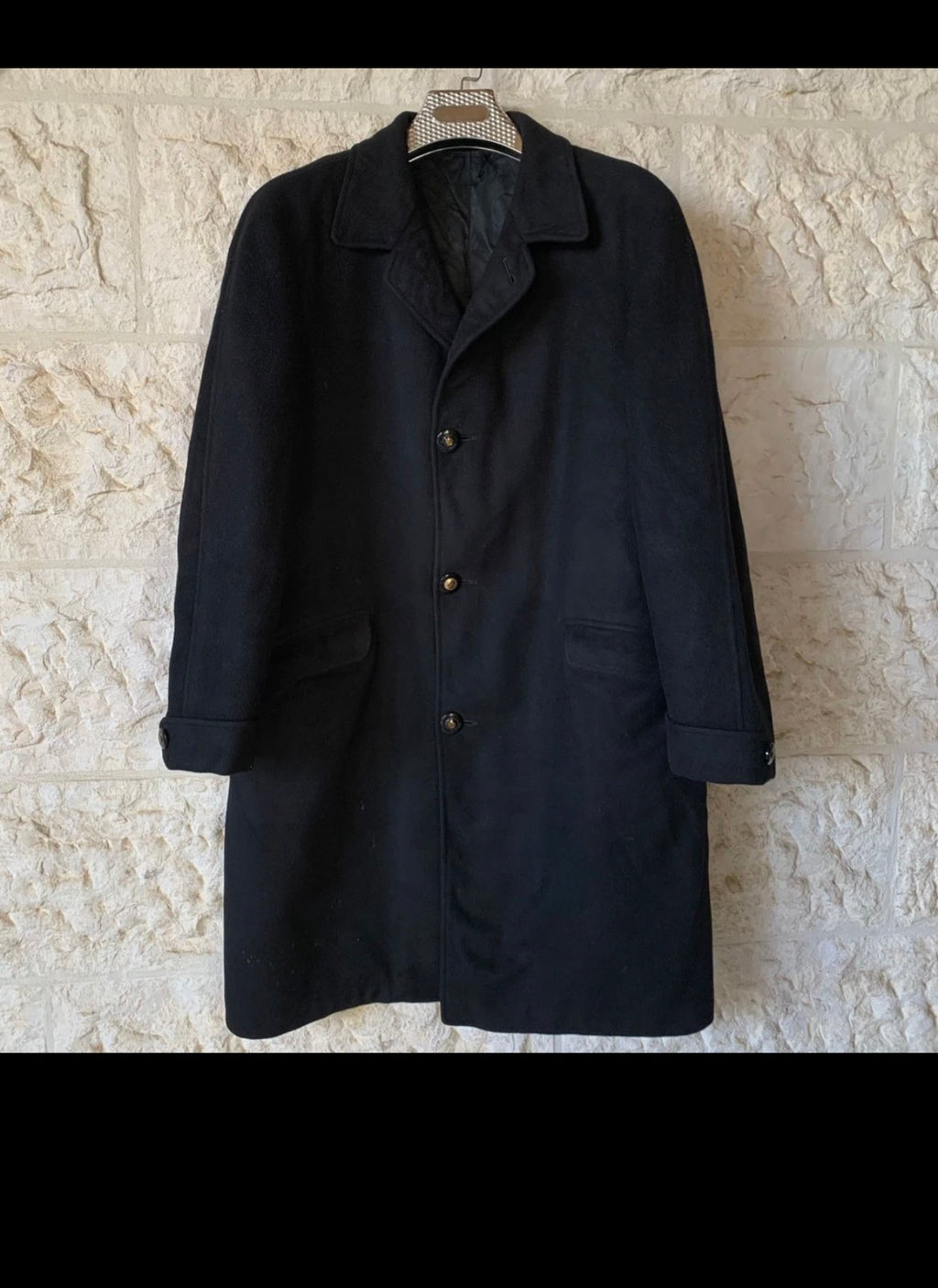 1960s Vintage 100% pure cashmere USA union made classic black suit over coat 46R