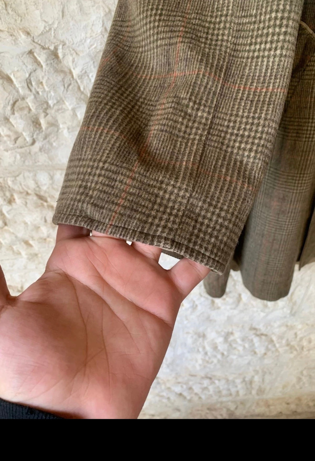 Vintage pure wool glen check raglan double face trench over coat 48R XL