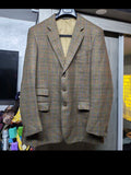 Vintage pure wool handwoven tweed Glen Check green hunting jacket blazer 42L