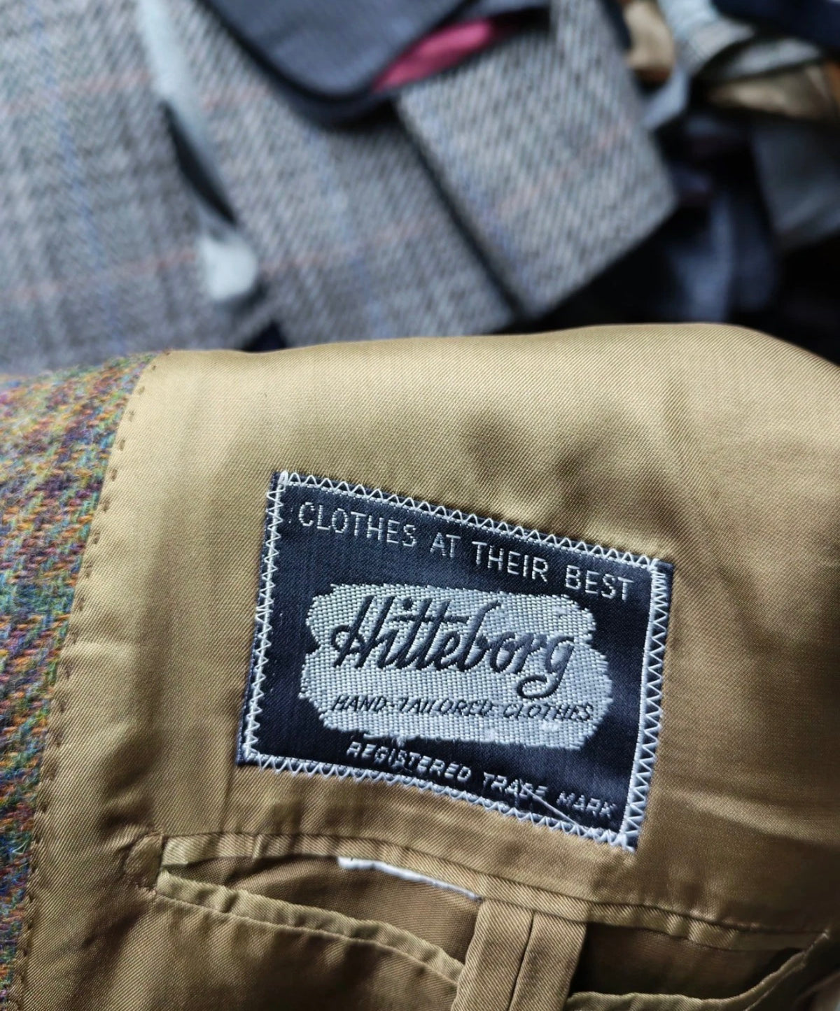 Vintage pure wool handwoven tweed Glen Check green hunting jacket blazer 42L