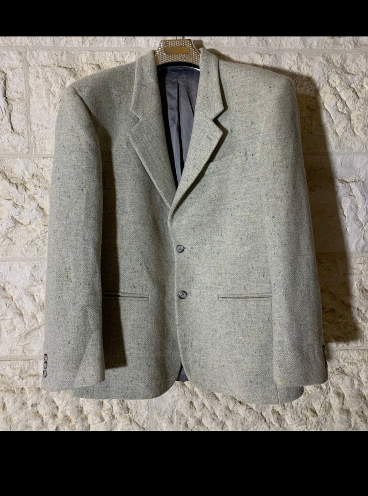 Vintage pure wool handwoven tweed classic hunting jacket blazer 44R 44L