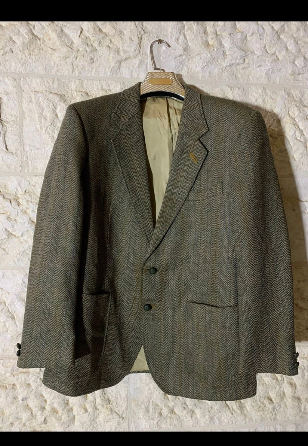 Vintage Daks DD London pure wool tweed herringbone hunting jacket blazer 42R