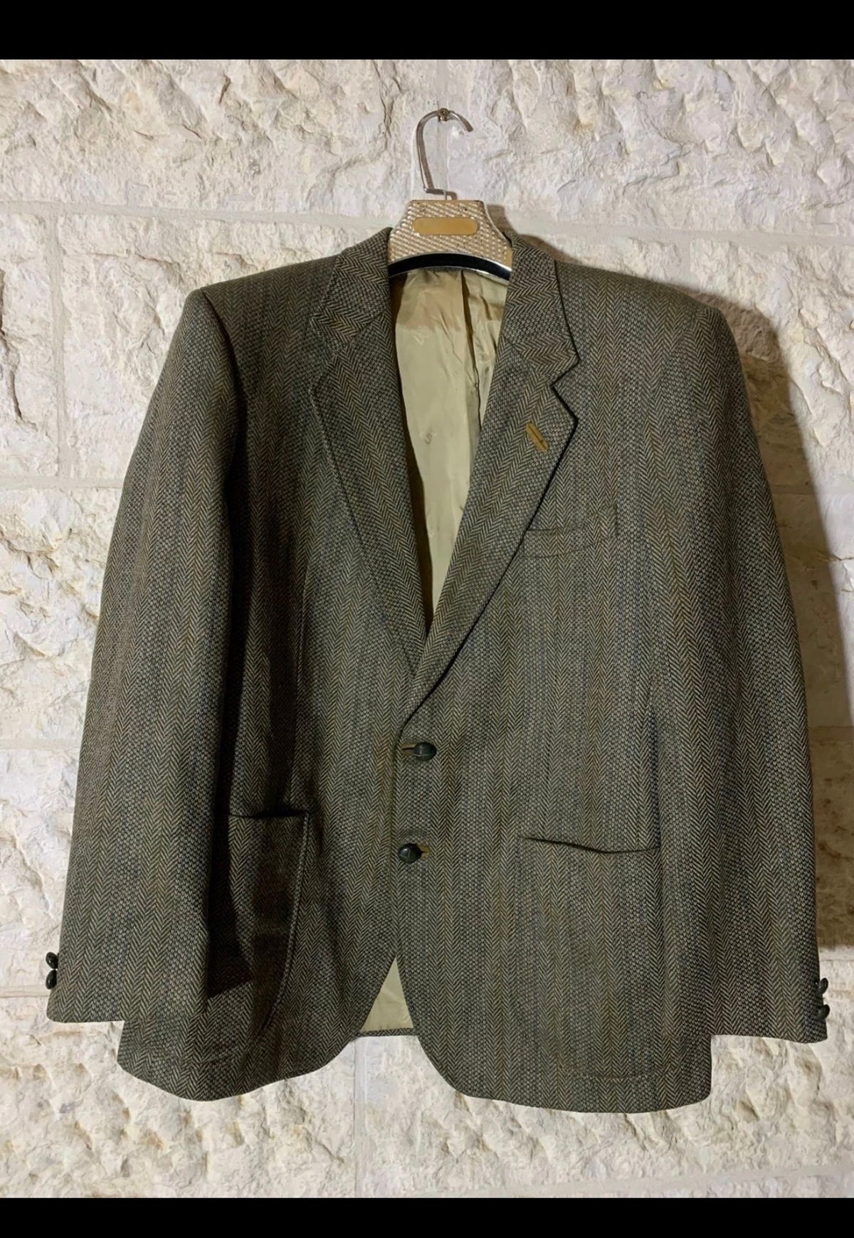 Vintage Daks DD London pure wool tweed herringbone hunting jacket blazer 42R