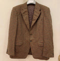 1970s Vintage houndstooth plaid pure wool tweed brown hunting jacket blazer 42R