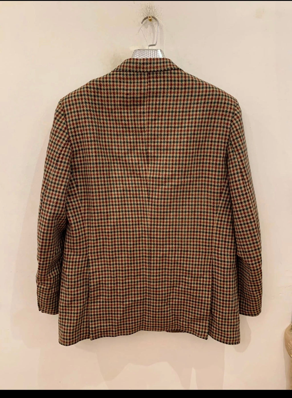 1970s Vintage houndstooth plaid pure wool tweed brown hunting jacket blazer 42R