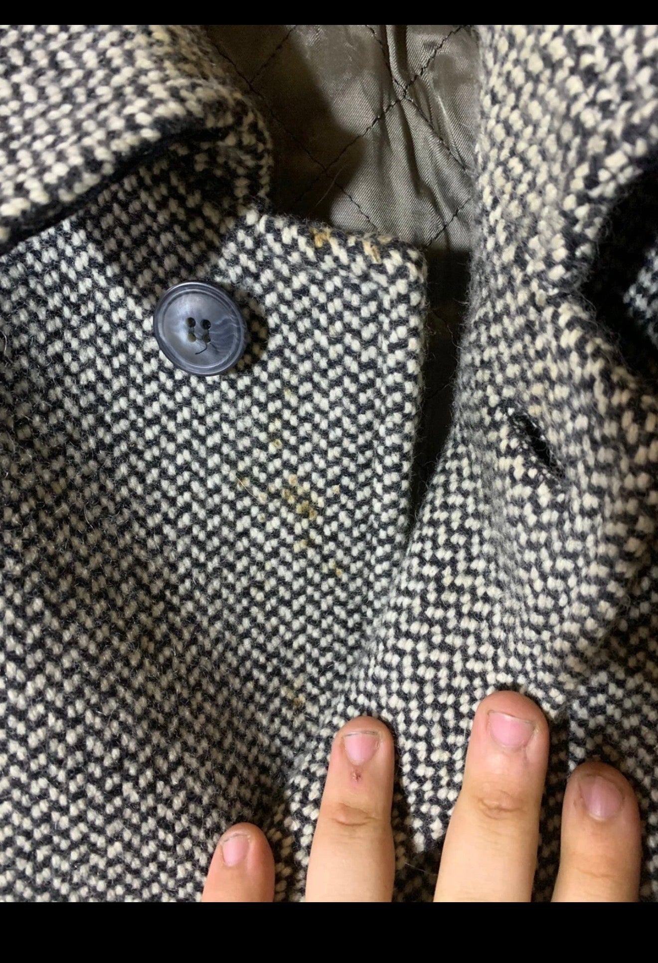 Vintage pure wool handwoven tweed classic gray Italian over coat 52R 2XL