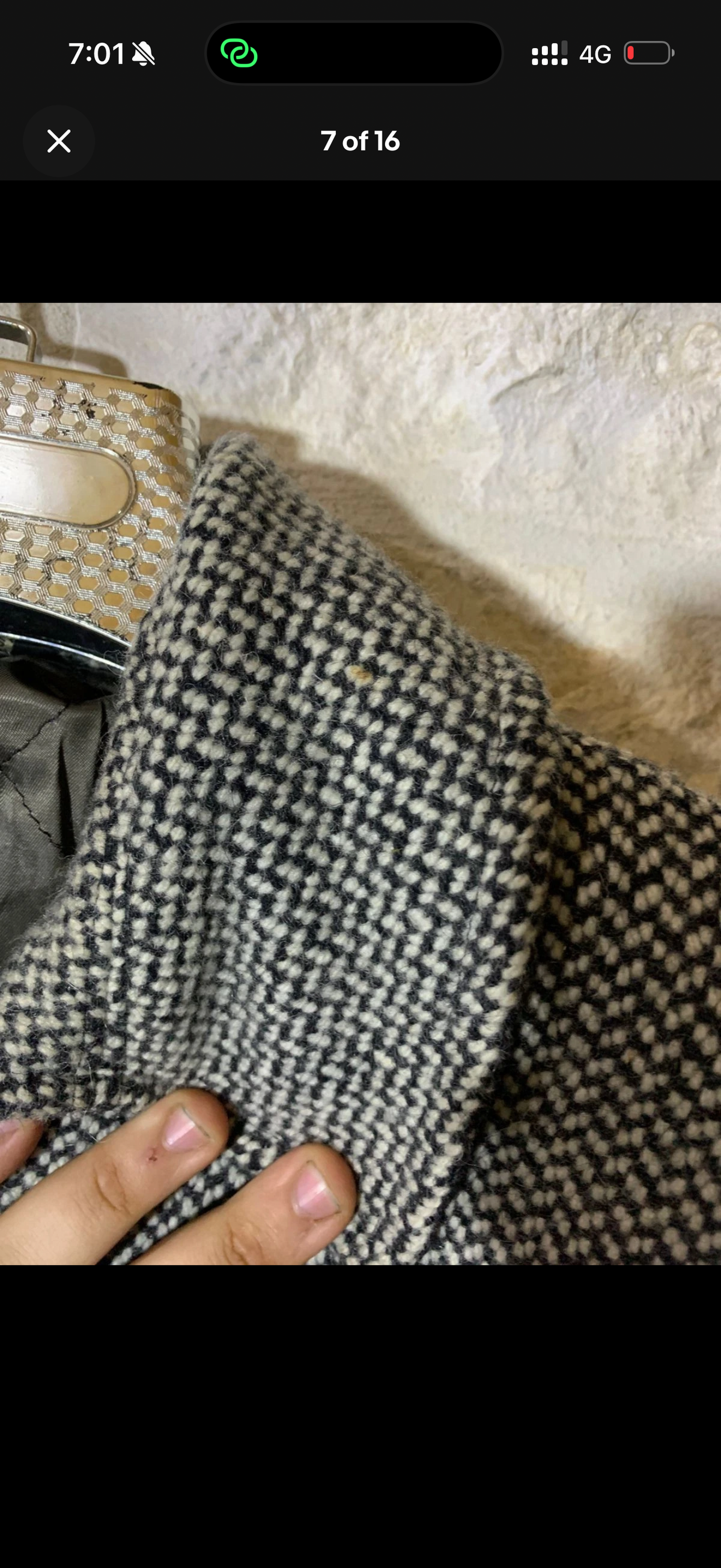 Vintage pure wool handwoven tweed classic gray Italian over coat 52R 2XL