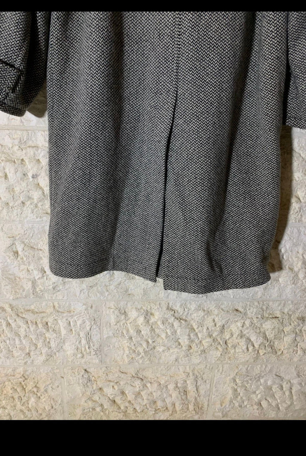 Vintage pure wool handwoven tweed classic gray Italian over coat 52R 2XL