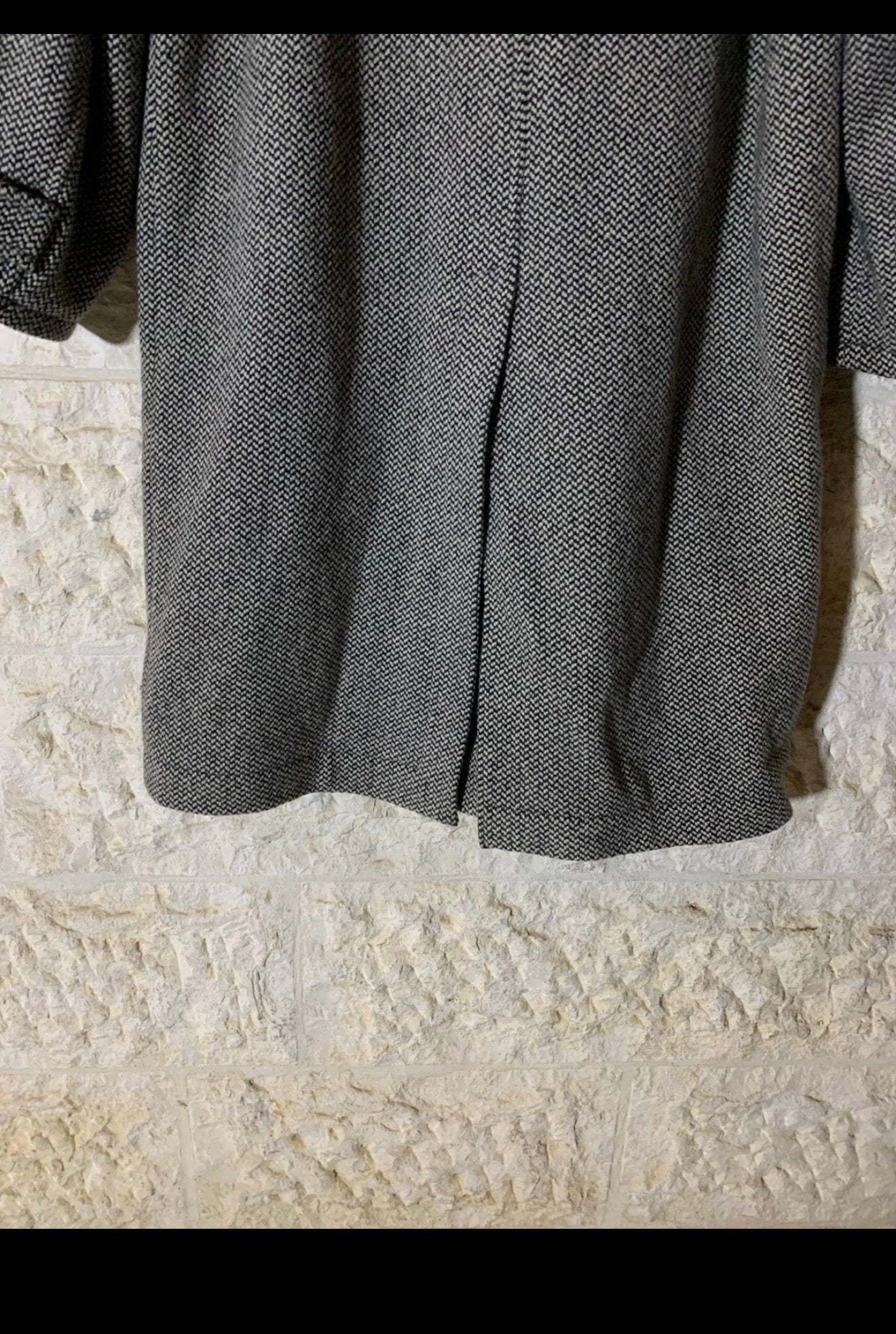 Vintage pure wool handwoven tweed classic gray Italian over coat 52R 2XL
