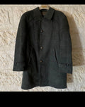 1970s Vintage Lord woollen wool classic glen check green over coat 44R 46R