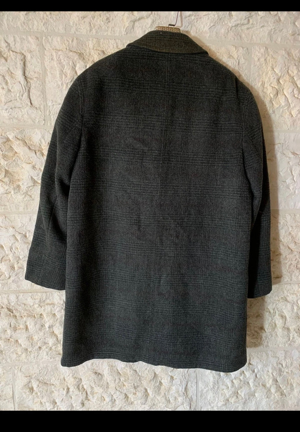 1970s Vintage Lord woollen wool classic glen check green over coat 44R 46R