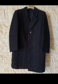 Vintage pure wool tweed herringbone classic navy suit over coat 42R