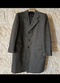 Vintage Lebole pure wool tweed herringbone classic gray over coat 42R